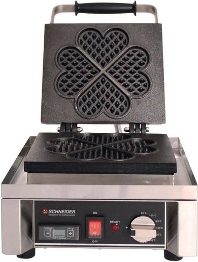 Schneider Waffeleisen Herz in Silber aus Edelstahl mit Timer, B/T/H: 30 x 42 x 29,5 cm - Bild 1