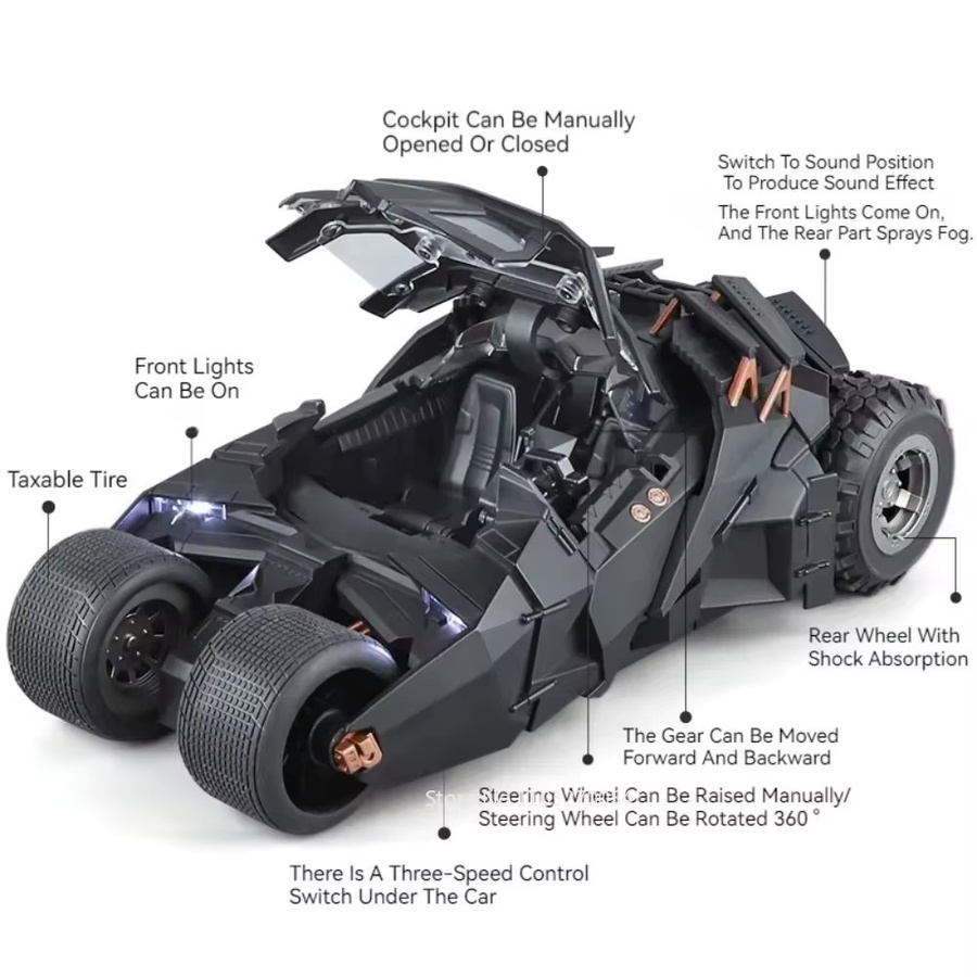 MAKEDA Batmobil 1995, Spielzeug Sportwagen, 1:18, Metall, Spray Funktion - Bild 6