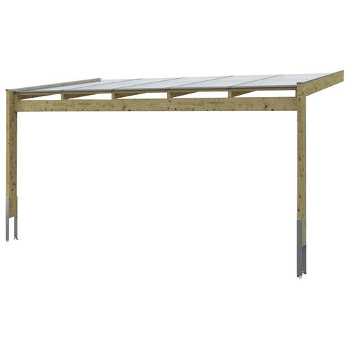Skan Holz Terrassenüberdachung Novara aus unbehandeltem Holz mit Polycarbonat-Dach, Breite: 557 cm, Tiefe: 309 cm, Farbe: Braun - Bild 2