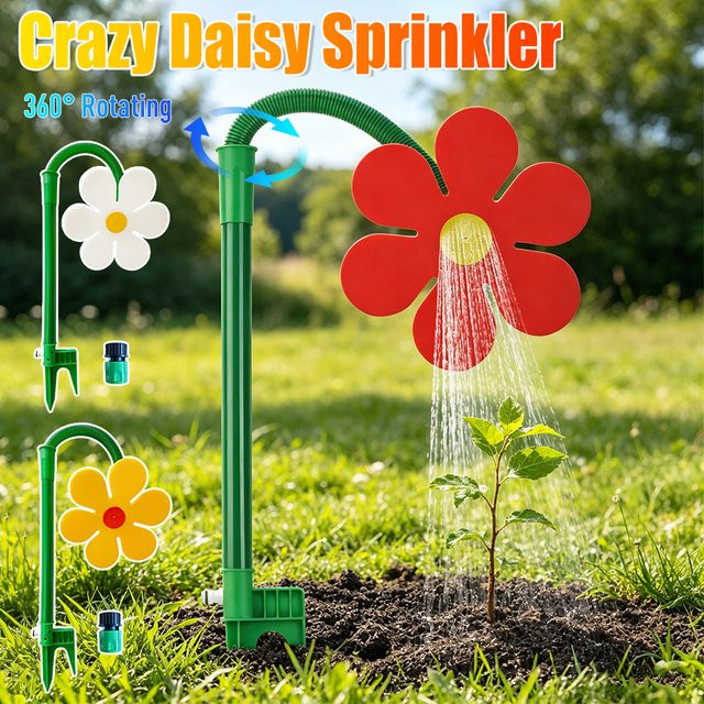 JOCESTYLE Gänseblümchen-Sprinkler 360 Grad rotierender Rasensprinkler in Weiß für die Gartenbewässerung - Bild 1