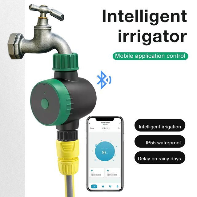 Tuya WIFI Smart Garten Bewässerungssystem mit automatischem Bewässerungs-Timer und Tropfbewässerungs-Wasserventil in Grün, 3/4 Zoll - Bild 1