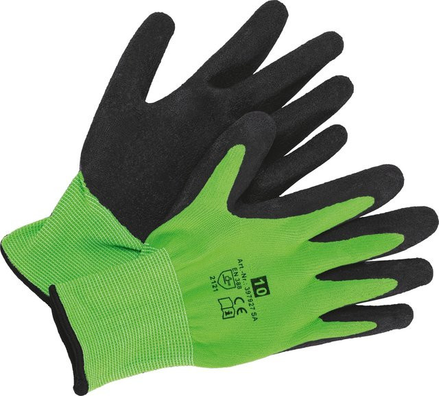 LUX-TOOLS Gartenhandschuh mit Latex-Teilbeschichtung in Grün und Grau, Größe 8 - Bild 1