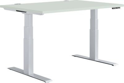 Schäfer Shop Genius Schreibtisch MODENA FLEX, elektrisch höhenverstellbar, Rechteck, T-Fuß, B/T: 120 x 80 cm, lichtgrau/weißalu - Bild 1