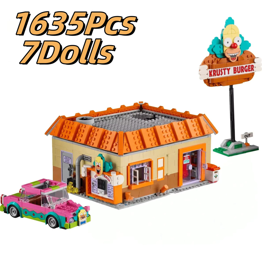 Potdemiel Hamburger-Shop Straßenansicht Gebäude MOC-Modell aus Kunststoff, Mehrfarbiges Desktop-Ornament für dein Zuhause - Bild 4