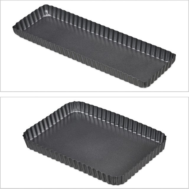 Relaxdays Tarteform 2er Set aus Carbonstahl in Anthrazit mit Hebeboden und Antihaftbeschichtung, Durchmesser: 21,5 cm, Höhe: 3,5 cm - Bild 1