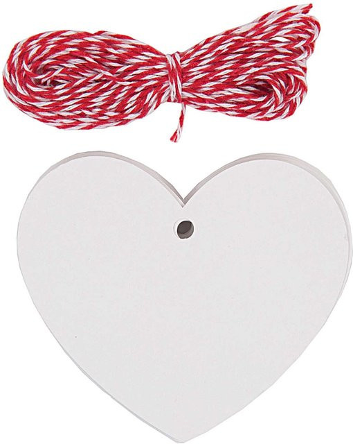 Rico Design Paper Poetry Geschenkanhänger Herz weiß mit Baumwollband 20 Stück - Bild 1
