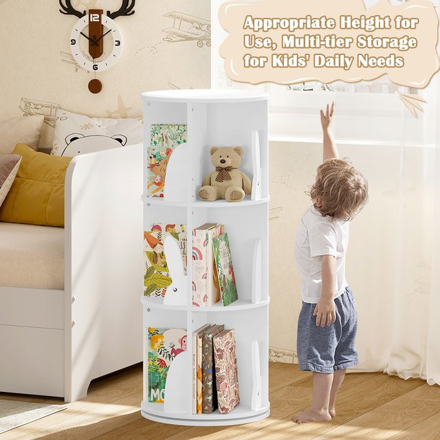WOLTU Kinder-Bücherregal drehbar in Weiß, freistehendes Spielzeugregal aus MDF für Kinderzimmer und Wohnzimmer - Bild 1