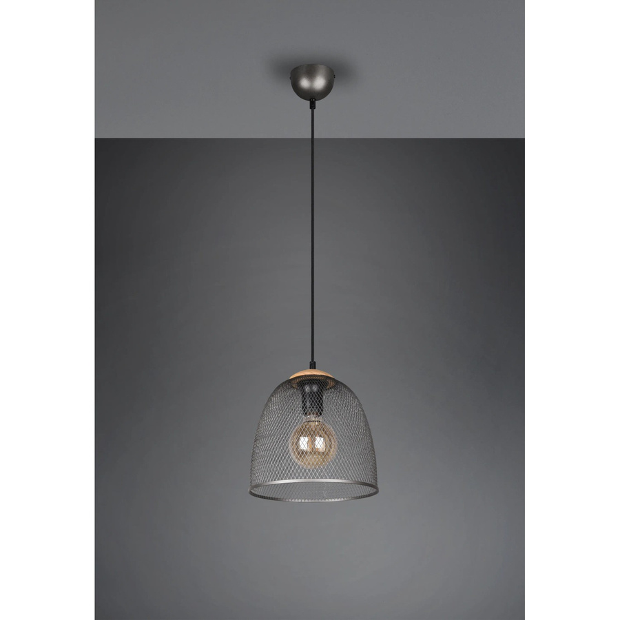 Trio Pendelleuchte Ivar in Nickel antik und Holz mit Durchmesser: 25 cm - Bild 2