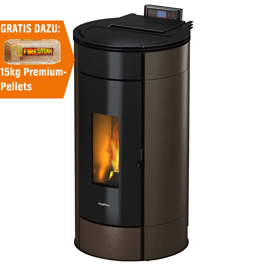 Freepoint Pelletofen Globe in Braun aus Stahl mit 10,5 kW Leistung und WLAN-Funktion - Bild 2