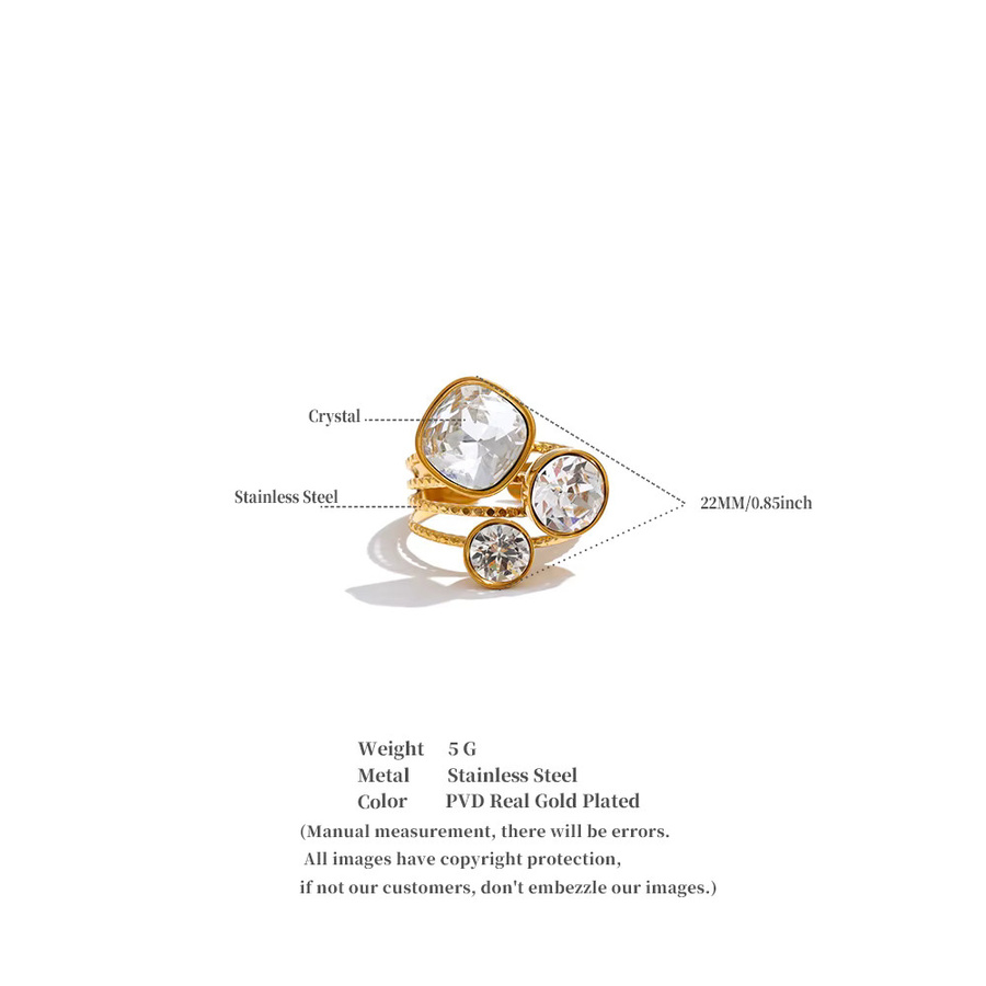 Yhpup Ring, Edelstahl, Gold, Kristall, Damen - Bild 2