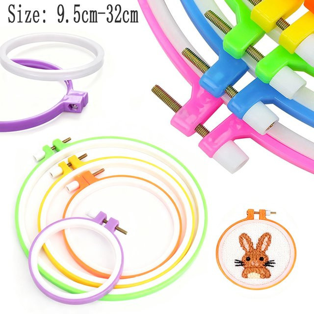 DIY Stickrahmen Set aus Kunststoff in Lila und Mehrfarbig, Durchmesser: 9,5-32 cm, Stickringe für Kreuzstich und Handarbeit - Bild 1
