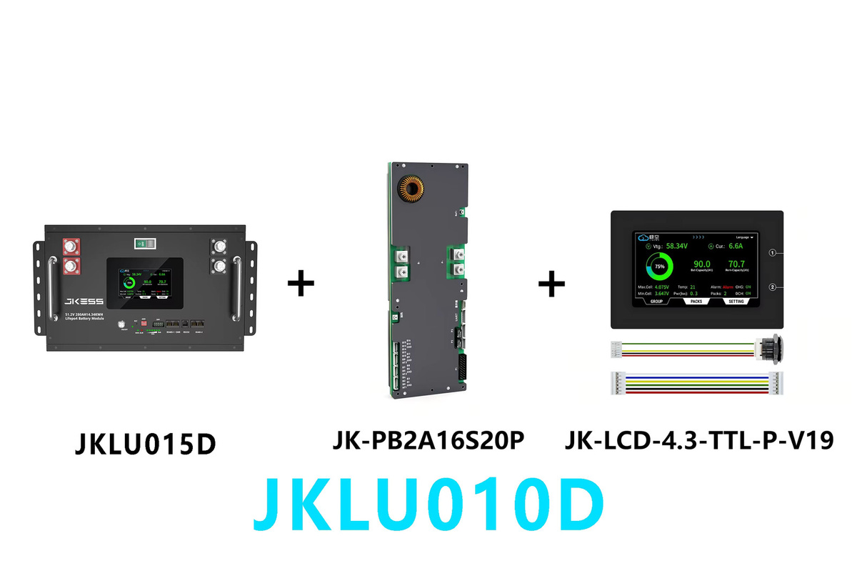 JKESS JKLU010D LiFePO4 Batteriesatz 48V 51.2V inklusive JK-PB2A16S20P und V19 LCD für Solarenergie-Speicherung in Schwarz - Bild 3