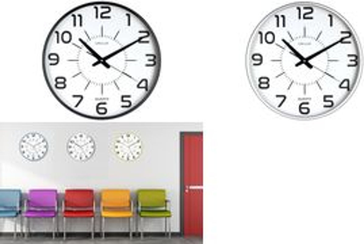 UNiLUX Wanduhr MAXI POP in Silber mit schwarzen Zahlen, runde Quarzuhr aus Kunststoff, Durchmesser: 40 cm - Bild 1