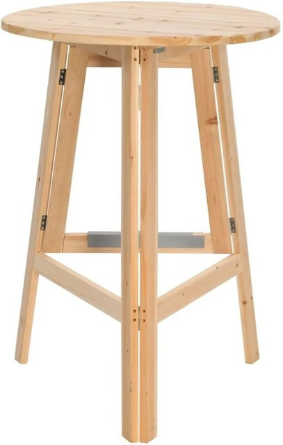 vidaXL Klappbarer Bartisch aus Tannenholz in Braun, rustikaler runder Tisch für Innen- und Außenbereich, B/T/H: 78 x 78 x 109 cm - Bild 1