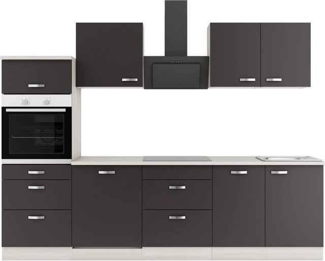 OPTIFIT Faro220 Küchenzeile in Anthrazit mit modernem Design und melaminbeschichteter Qualitätsspanplatte, Breite: 270 cm - Bild 1