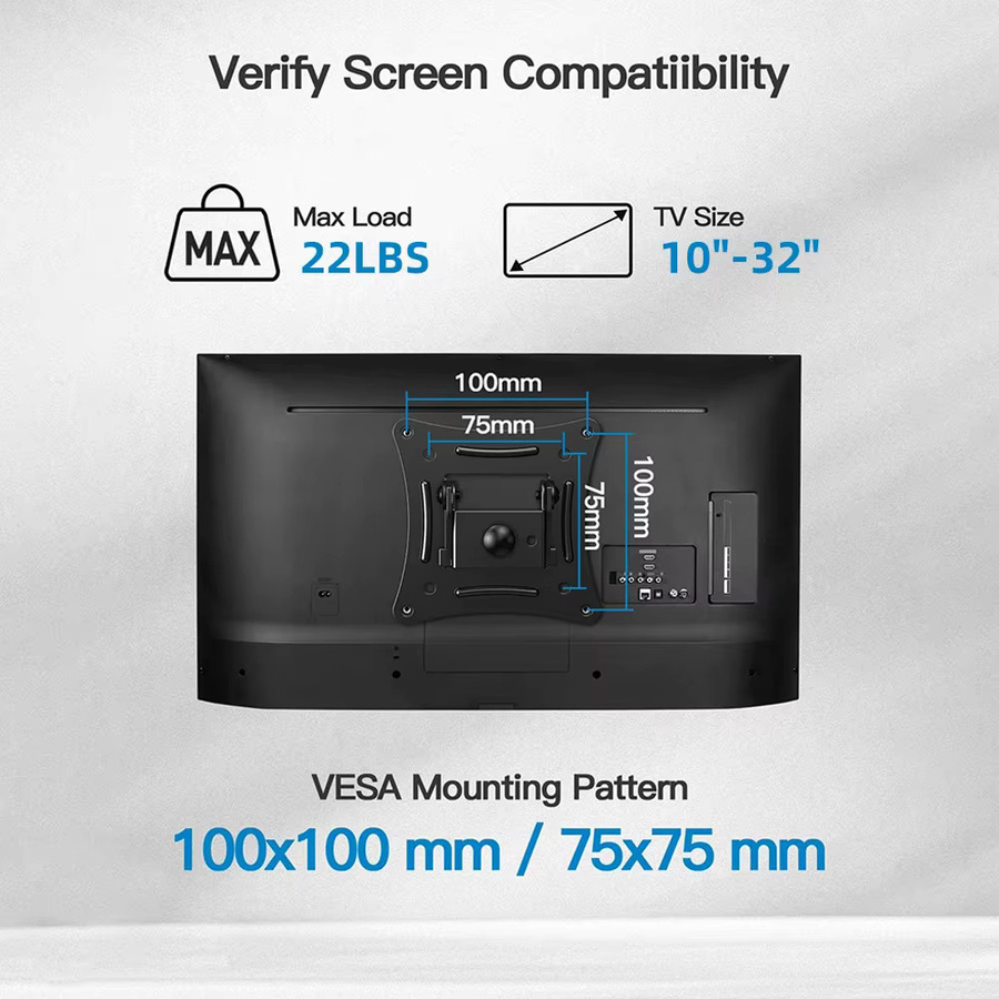 BEISHI Verstellbare TV-Wandhalterung für 10-30 Zoll LED/LCD-Fernseher, Tragkraft bis zu 10 kg, Max. VESA 100 x 100 mm, Schwarz - Bild 4