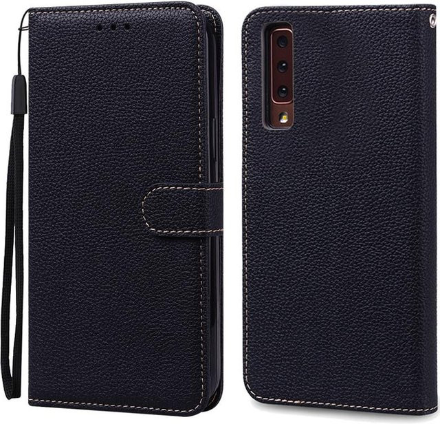 Samsung Galaxy A7 2018 Luxus Leder Flip Case für SM-A750F in Schwarz - Bild 1