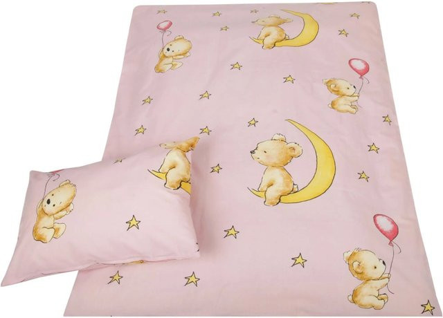 Bestlivings Kinder Bettwäsche Bärchen Rosa aus Renforcé-Baumwolle mit Bettbezug und Kissenbezug, Farbe: Rosa, B/H: 100 x 135 cm, B/H: 40 x 60 cm - Bild 1