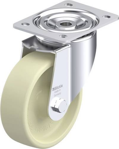 Blickle Lenkrolle LI-POH 150G mit Rad-Durchmesser 150 mm und einer Tragfähigkeit von 350 kg, verzinkter Stahl und Kunststoff in Blau-Weiß - Bild 1