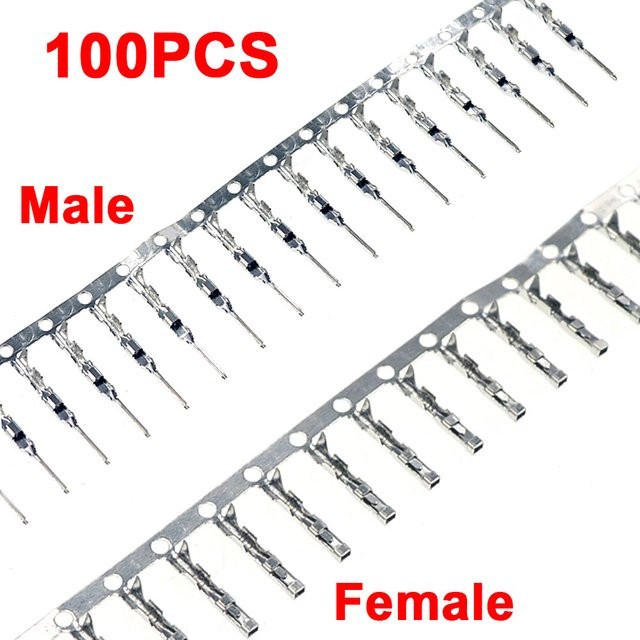 100 Stück Dupont Stecker Set mit 2,54mm Jumper Draht Kabel Pin Steckern für Gehäuse, Männlich und Weiblich, Farbe: Silber - Bild 1