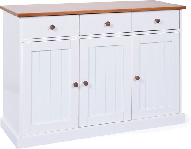 INTER LINK Buffet Kommode Westerland im Landhausstil mit 3 Schubladen und 3 Drehtüren, weiß und braun - Bild 1