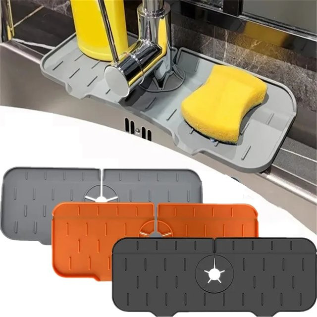 Kitchya Silikon Wasserhahn Spritzschutz Matte in Grau für die Küche - Bild 1