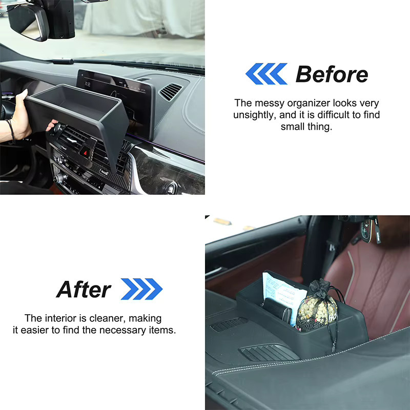 Suetlcoity Dashboard Aufbewahrungsbox für BMW 5er und 6er GT G30 G32 (2021-2023) Navigationsbildschirm Organizer in Schwarz - Bild 2