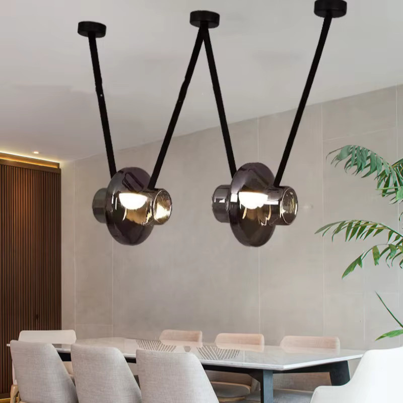 JIANKEXING LED-Pendelleuchte aus Glas und Metall in Schwarz mit transparenten Kugeln für Wohnzimmer und Schlafzimmer - Bild 2