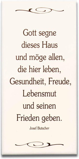 Keramikfliese Uljö Friede Freude Segen in Weiß, Wandfliese, B/H: 20 x 10 cm - Bild 1