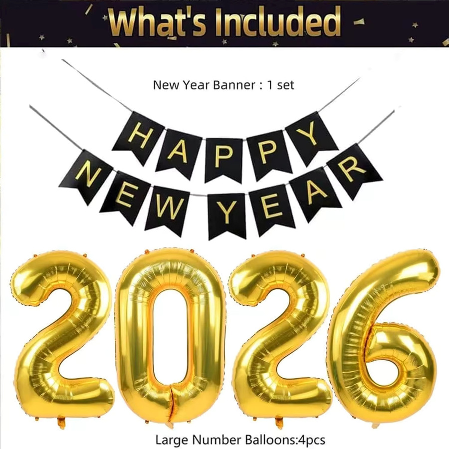 Goldenes Silvester Banner mit Buchstaben für deine Neujahrsdekoration 2026, 76,2 cm - Bild 3