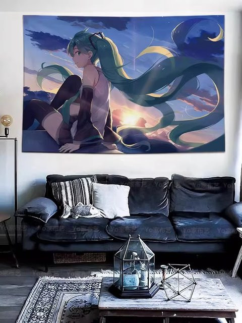 Kayou Hatsune Miku Wandbehang Tapisserie mit Anime-Mädchen-Herz-Motiv in Multicolour - Bild 1