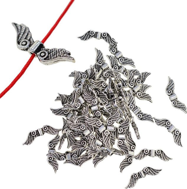 Engelsflügel-Abstandshalter-Charm-Perlen, Silber, 23 x 7 mm - Bild 1