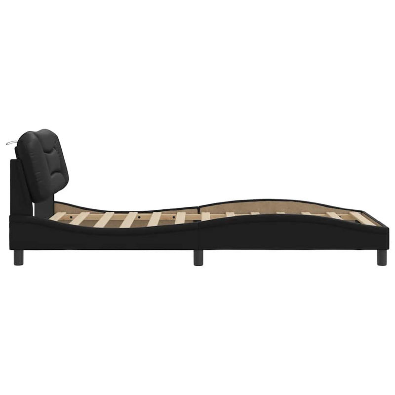 Vidaxl Polsterbett mit Kopfteil aus Kunstleder in Schwarz, B/T: 100 x 200 cm - Bild 3