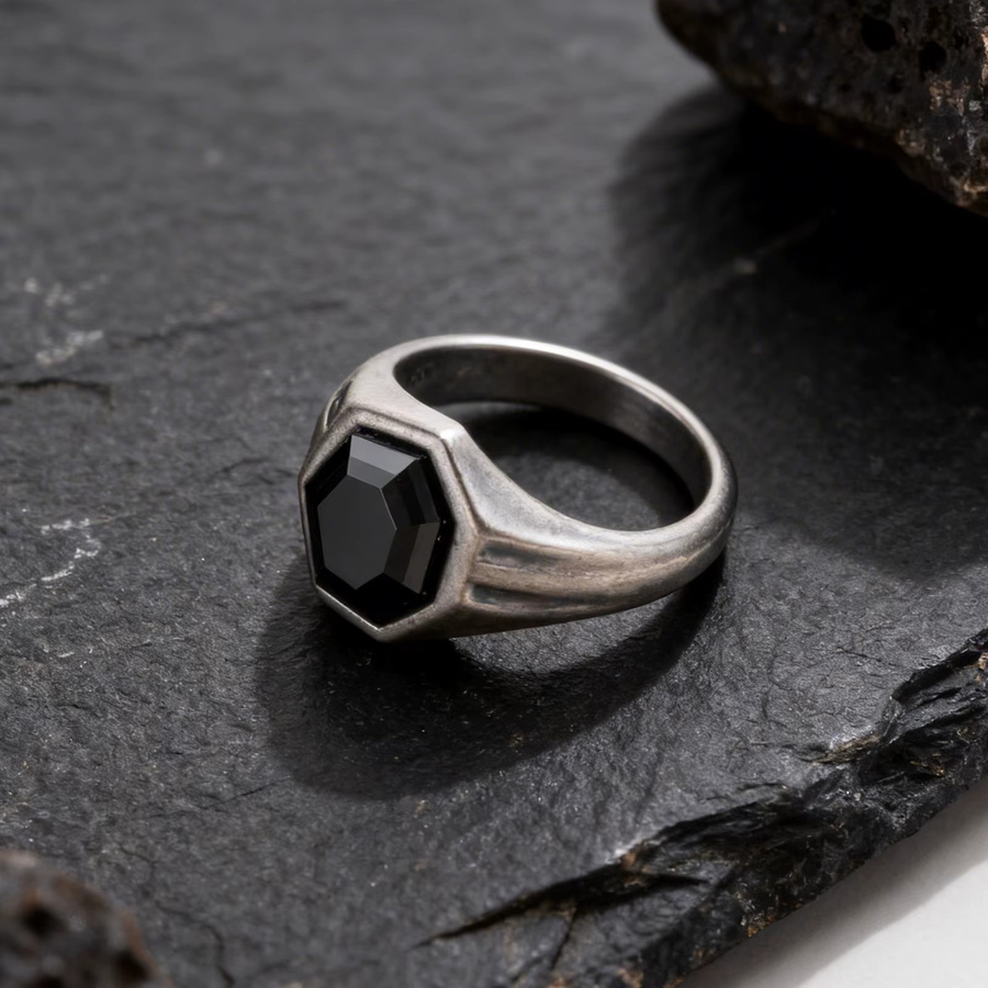 Vnox Ring, Edelstahl, Schwarz, Zirkonia, Herren - Bild 5