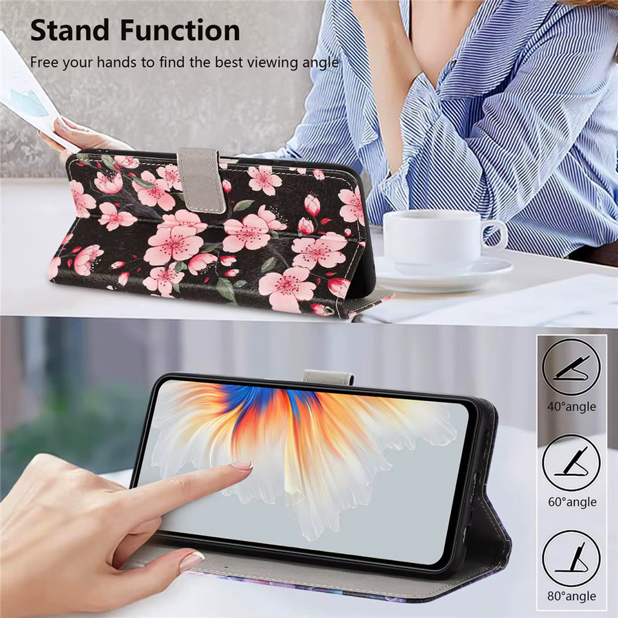 Motorola Handyhülle aus Leder mit Blumenmuster und Trageriemen in Multicolour für MOTO G85 G75 G55 G35 G15 G04 G14 G24 G34 G54 G84 als Flip Back Cover - Bild 5