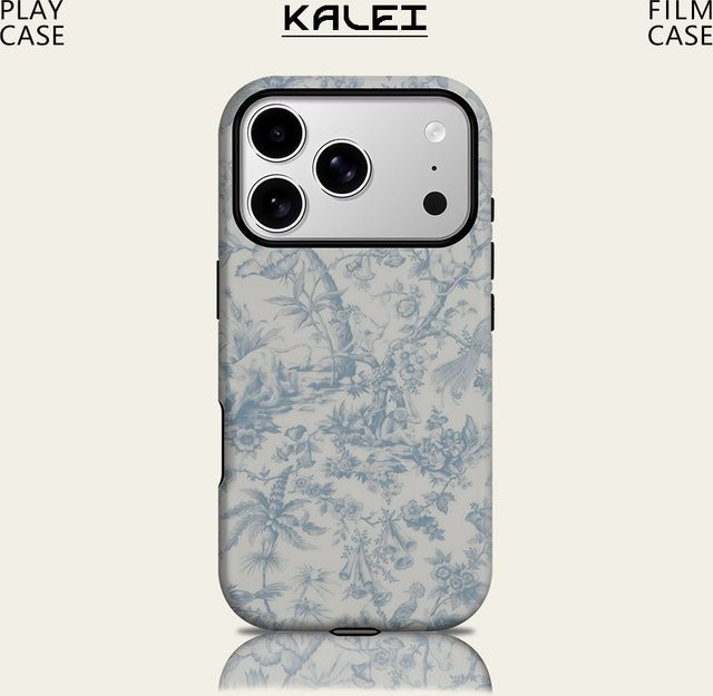 Potdemiel Blue Flora Magnetische Handyhülle für iPhone 17 16 15 14 13 Pro Max Plus Robust mit Doppelbeschichtung in Blau - Bild 1