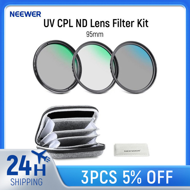NEEWER Objektivfilter-Set UV-CPL-ND in Schwarz mit Aufbewahrungskoffer für 95 mm Kameraobjektive aus optischem Glas und Aluminiumlegierung - Bild 1