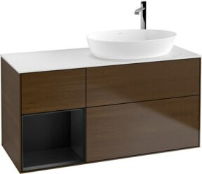V&B Waschtischunterschrank Finion mit Wandbeleuchtung, Farbe Weiß und Blau lackiert, Breite: 120 cm, Tiefe: 50,1 cm, Höhe: 50,1 cm - Bild 1