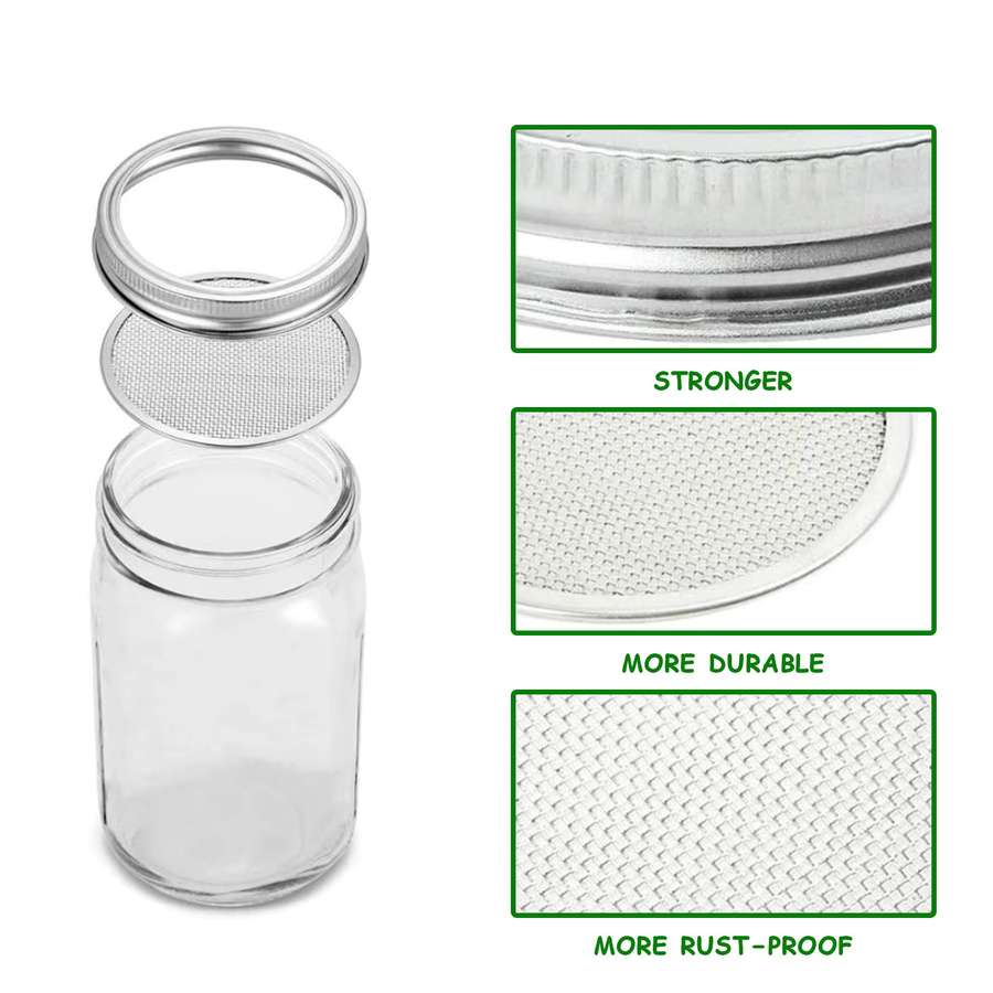 Transparente Samensprossen-Glas-Set zum Keimen von Bohnensprossen mit Edelstahl-Sieb, Deckel, Ständer, Schattierungstüchern und Tablett - Bild 2