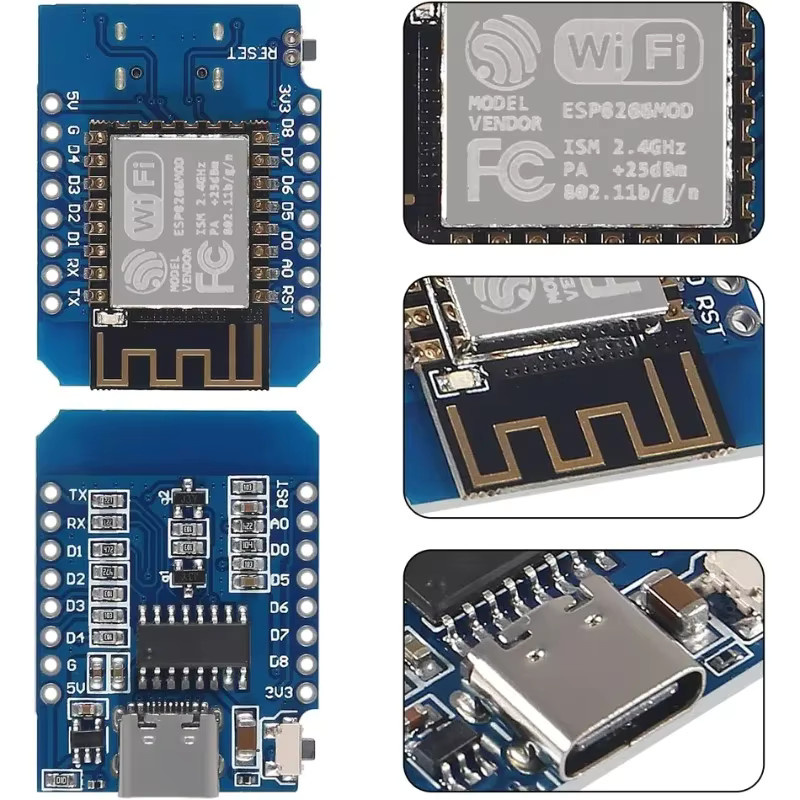 Original D1 Mini ESP8266 NodeMCU Board mit Typ-C USB, ESP-12F und 4 MB Flash in Blau für Arduino IDE und IoT Projekte - Bild 2