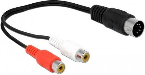 Delock 85835 Cinch Audio Anschlusskabel Schwarz mit 1x DIN-Stecker 5pol. und 2x Cinch-Buchse, Länge: 0,2 m - Bild 1