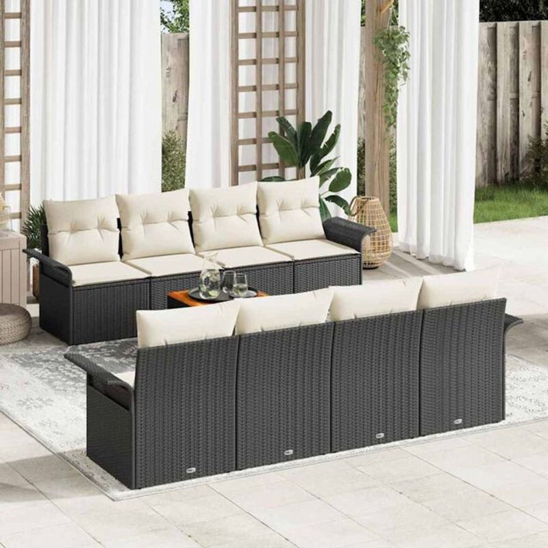 Vidaxl Garten-Sofa-Set aus Polyrattan mit 9 Teilen in Schwarz - Bild 1