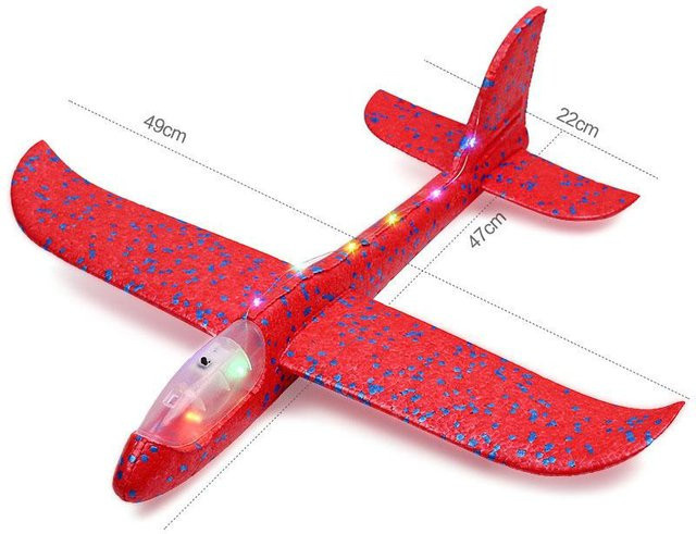Topmix Schaumstoffflugzeug Segelflugzeug, rot, mit LED - Bild 1