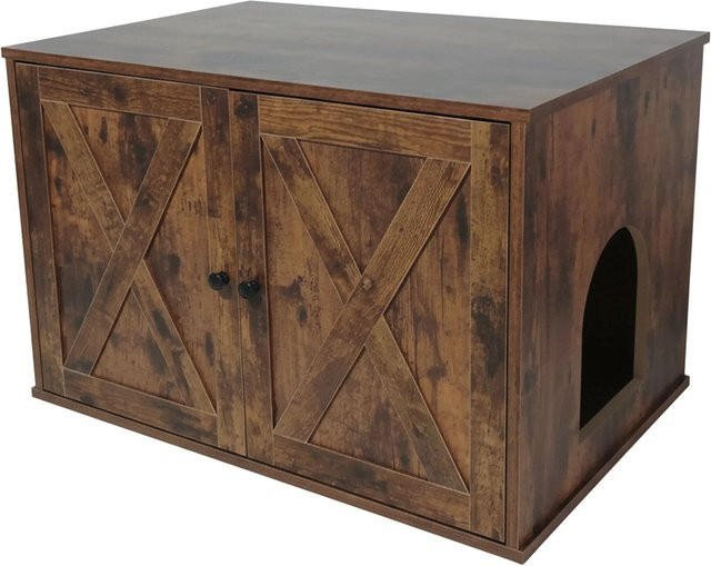 Relaxdays Katzenschrank aus MDF in Vintagebraun mit Trennwand, B/T/H: 50 x 80 x 53 cm - Bild 1