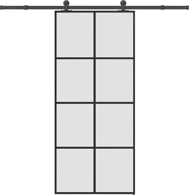 vidaXL Schiebetür aus ESG-Glas und Aluminium in Schwarz, B: 90 cm, H: 205 cm - Bild 1