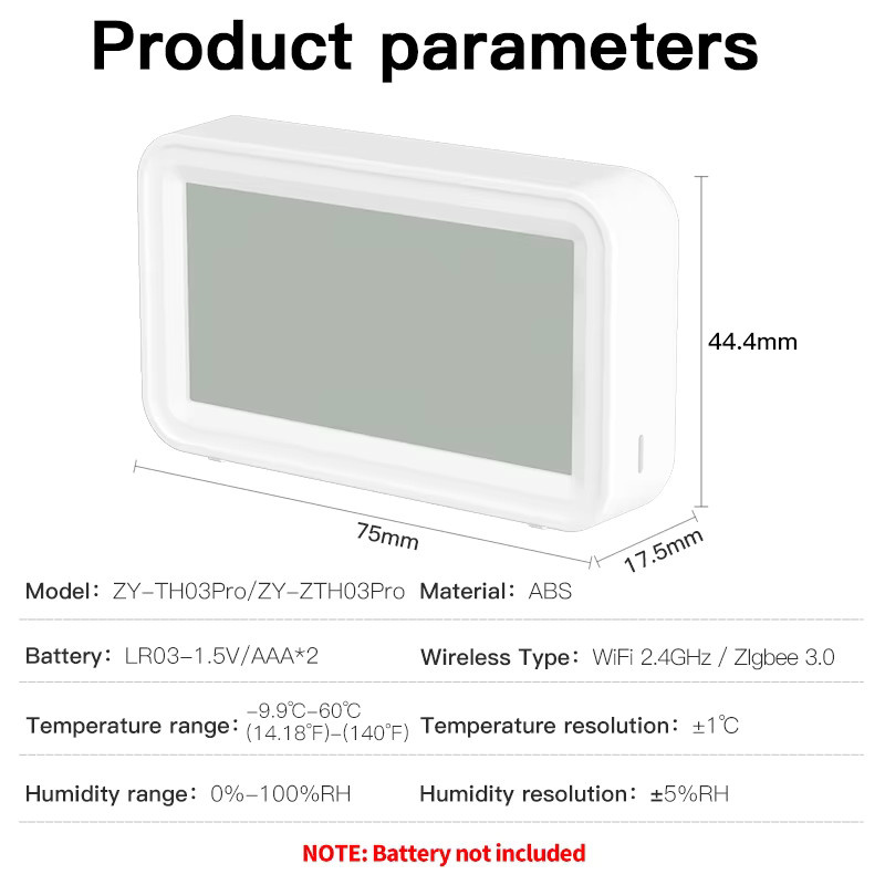 Tuya Zigbee WiFi Temperatur- und Feuchtigkeitssensor in Weiß mit SmartLife App-Fernsteuerung und Kompatibilität mit Yandex Alexa - Bild 3