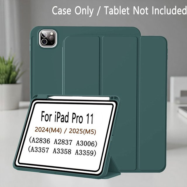 Tzion Slim Stand Soft Back Shell Smart Cover Hülle für iPad Pro 11 Zoll M5/M4 2025/2024 (6./5. Generation, Grün) - Bild 1