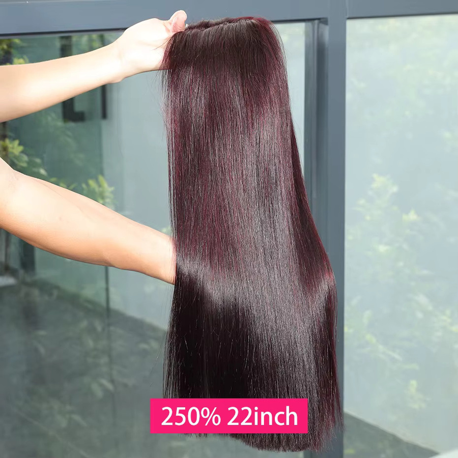 Urban Aura Bob-Echthaarperücke, 2x6 Spitzenverschluss, 99J Rot, 250-300 Dichte - Bild 3