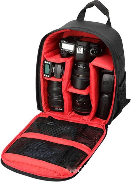 Seclusion Snow Wasserdichter DSLR-SLR-Kamerarucksack in Rot und Schwarz - Bild 1