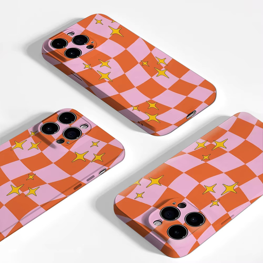 Checker Stars Handyhülle mit doppelschichtiger Rückseite für iPhone 17 16 15 14 13 12 Pro Max Plus, Multicolor - Bild 2
